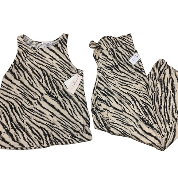 Linea Donatella Zebra-Print Hacci Knit Tank Top & Pants Pajama Set Size Small - Picture 2 of 12